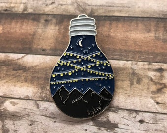 Fairy lights, Star Gazing Lightbulb Enamel Pin | Stars, Moon | Astrology Badge | Gift | Lapel Pin, Badge |