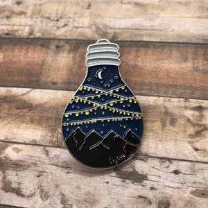 Fairy lights, Star Gazing Lightbulb Enamel Pin | Stars, Moon | Astrology Badge | Stocking Filler Gift | Lapel Pin, Badge |