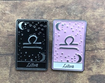 Libra | Tarot Horoscope Cards | Colours And Black and White | Star Sign, Moon, Stars| Stocking Filler Gift | Lapel Pin, Badge |