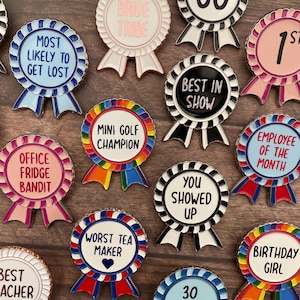 Personalised Design Your Rosette Award Enamel Pin | Customised Pin Badge | Bespoke, Resined  Gift