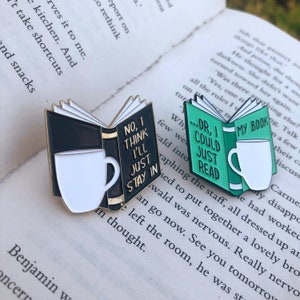 Introvert Books Enamel Pins | Set of Two with Mug | Gift | Lapel Pin, Badge |  Gift |