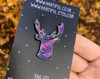 Galaxy Stag Deer Enamel Pin | Lapel Pin, Badge |  Gift