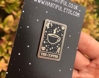 The Coffee Tarot Card Enamel Pin | Coffee Lover Gift| Stocking Filler Gift | Lapel Pin, Badge | Hard Enamel