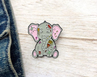 Crafty, Painting Elephant Enamel Pin | Badge |  Gift