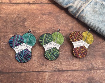 Crochet Enamel Pin | Crochet, Yarn "Just One More Row" Badge  Gift