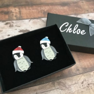 Penguin Enamel Pin Set: Winter Hat Lapel Pins