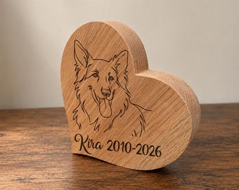 Personalised Pet Memorial Oak Heart, Engraved Pet Loss Gift, Dog or Cat Memorial, Pet Remembrance Keepsake, Rainbow Bridge Gift