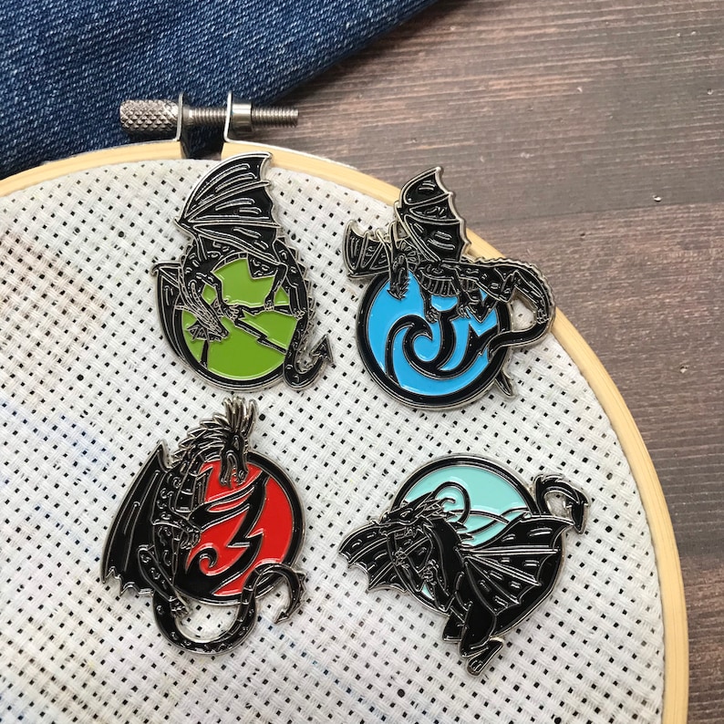 Earth Dragon Elements Inspired NEEDLE MINDER Individual or Set | Air Water Fire