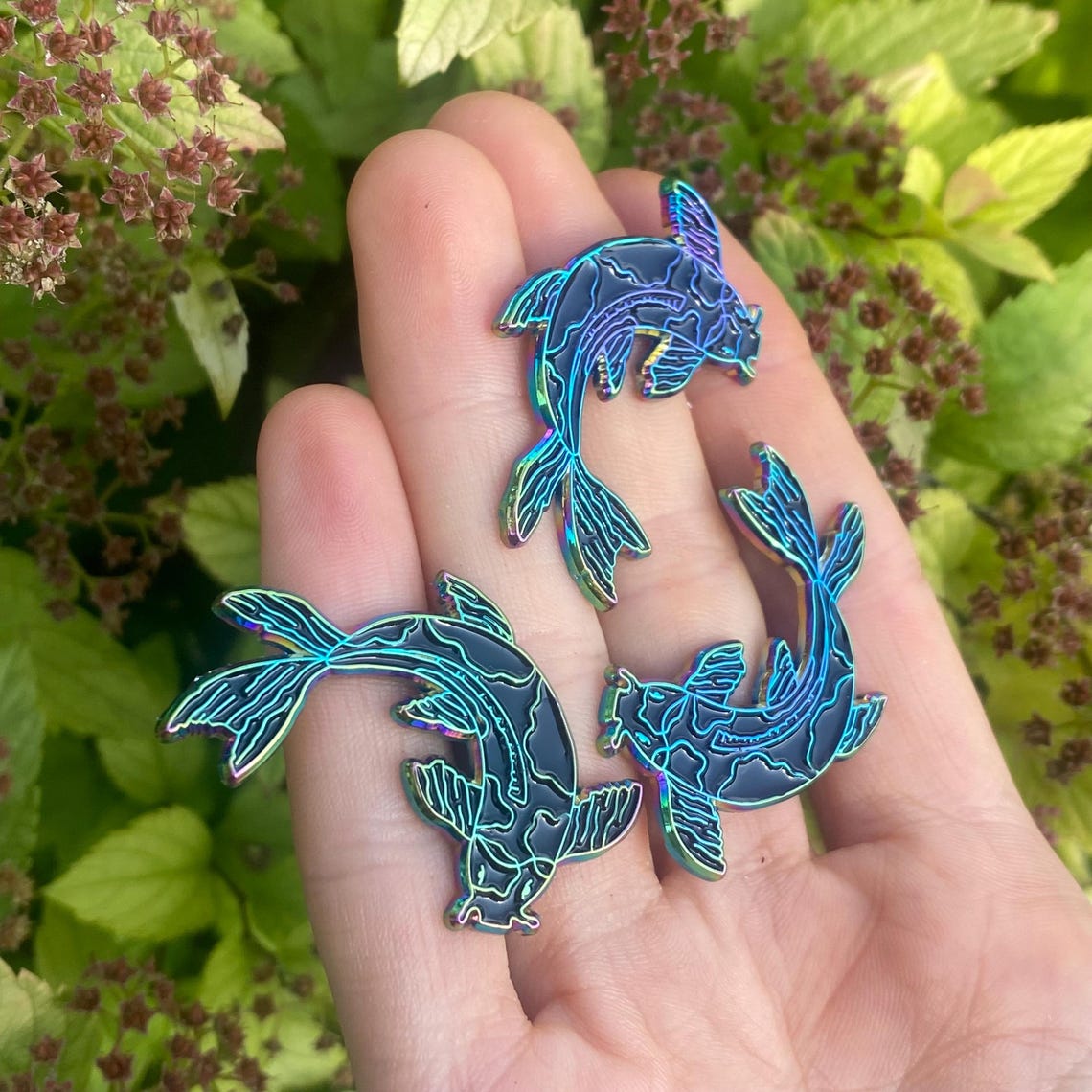 Rainbow Metal Koi Fish Enamel Pin | Badge Multi Chrome Ano Metal Gift ...