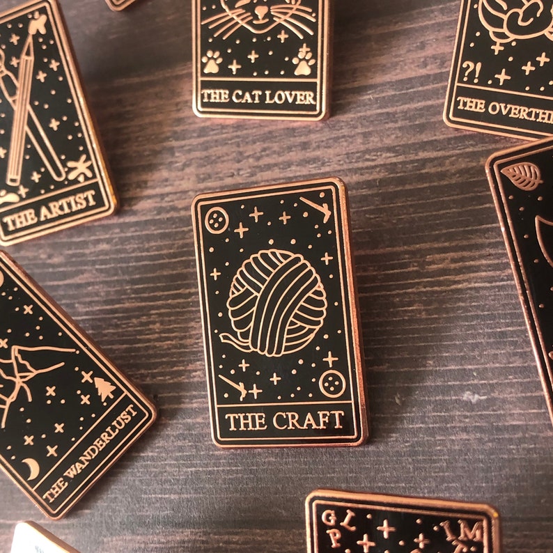 The Craft Tarot Card Enamel Pin Yarn Stocking Filler Gift Lapel Pin, Badge Hard Enamel image 1