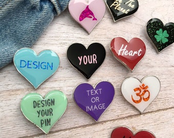 Personalised Bespoke Love Heart Enamel Pin | Customised Pin Badge | Resined Valentines Gift  Gift