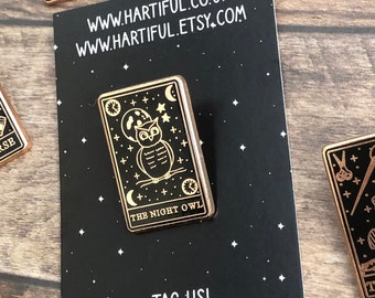 The Night Owl, Tarot Card Enamel Pin | Lapel Pin, Badge | Hard Enamel