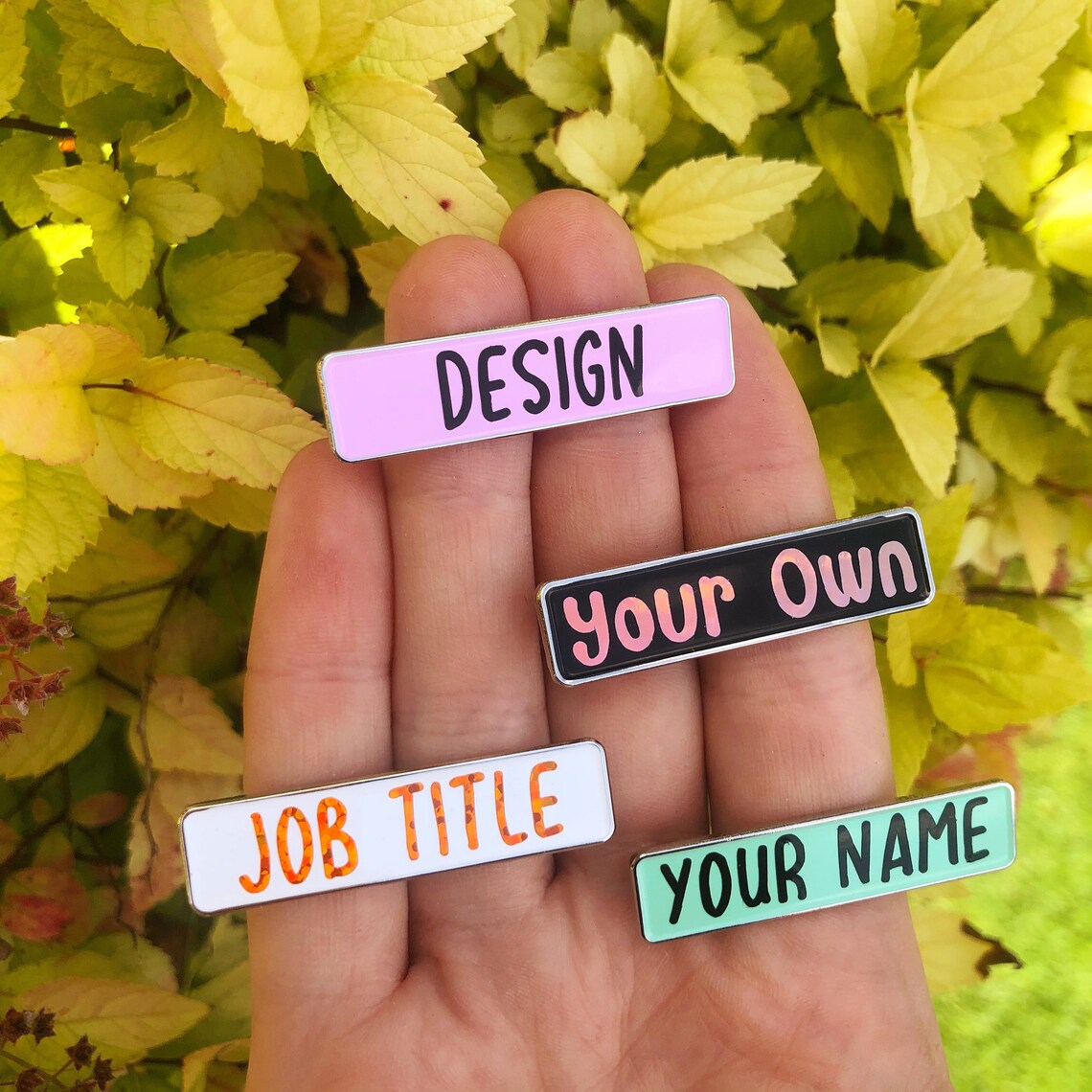 Personalised Design Your Rectangle Enamel Pin Customised Pin Etsy
