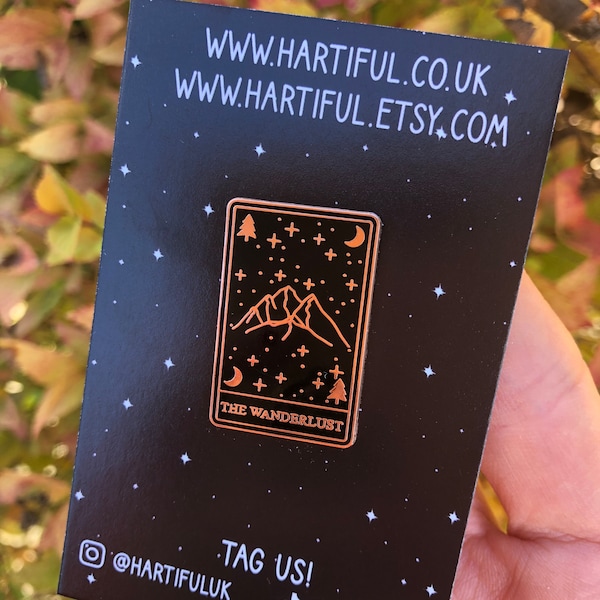 The Wanderlust, Trave Tarot Card Enamel Pin |  Gift | Stocking Filler Gift | Lapel Pin, Badge | Hard Enamel