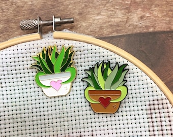 NEEDLE MINDER Plant Pot with Heart Enamel (Pin Option also avaliable)  Gift