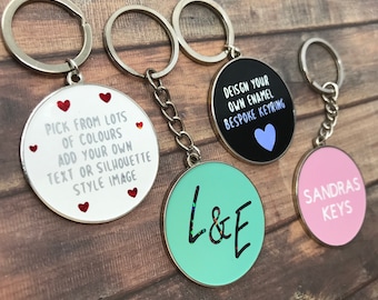 Personalised Circle Enamel Keyring | Keychain | Bespoke  Gift