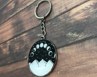 Moon Phases Enamel and Resin Keyring | Keychain |  Gift