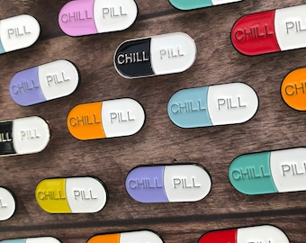 Enamel Chill Pill Pin / Lapel Pin | Gift Nurse, Pharmacy, Doctor, Medical || Stocking Filler Gift | Lapel Pin, Badge |