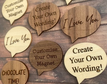 Customised Speech Bubble Wood Magnet | Customised Fridge Magnet | Gift | Engraved