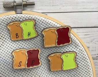 Toast Friends Personalisable Needle Minder | Peanut Butter, Avocado, Jam / Jelly Needle Nanny  Gift