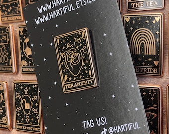The Anxiety Tarot Card Enamel Pin | Stocking Filler Gift | Lapel Pin, Badge | Hard Enamel