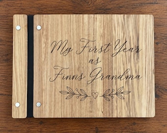 Customisable First Year as Grandparents Engraved Wooden Photo Album, Customise with Names