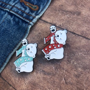 Polar Bear with Scarf Enamel Pin | Gift | Lapel Pin, Badge |  Gift