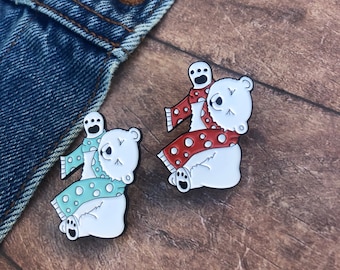 Polar Bear with Scarf Enamel Pin | Stocking Filler Gift | Lapel Pin, Badge |  Gift