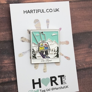 Skiing Photograph, Snow Enamel Pin | Badge |
