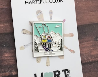 Skiing Photograph, Snow Enamel Pin | Badge |