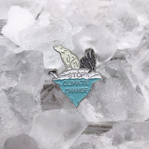 気候変動を止めよう！エナメルピンバッジ：ホッキョクグマとセイウチのバッジ