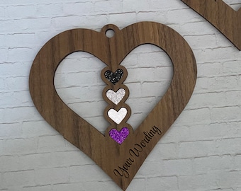 Asexual Pride Flag Customised Wood and Resin Heart Wall Hanging | Subtle Pride LGBTQIA+ Ace