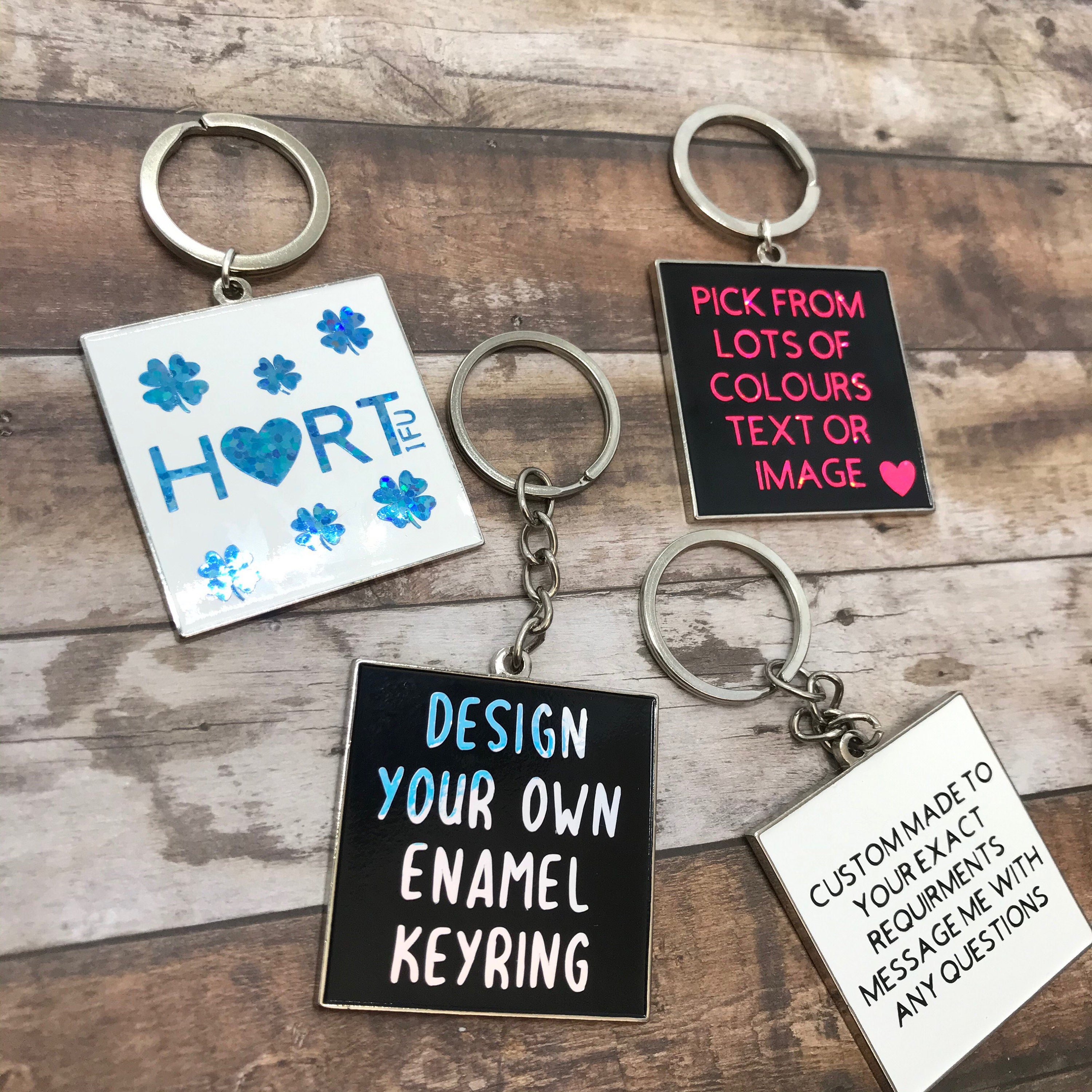 Personalized Photo Keychain - Square Pic Customized W/Your Handwritten (or Font) Message- Laser Etched Design - Unique Friendship Gift Ideas
