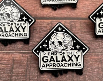 End of the Galaxy Approaching Skull Enamel Pin – Cosmic Space Skull and Stars Pin