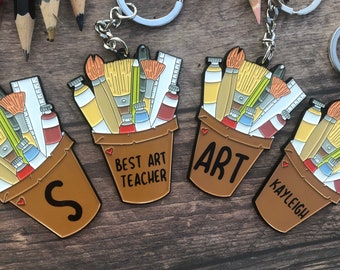 Customisable Art Pot Keyring | Artist, Illustrator, Painter | Keychain |  Gift