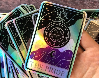 Asexual Tarot Card LGBT Pride Holographic Iridescent Laptop Sticker Gift | Subtle Pride Flag