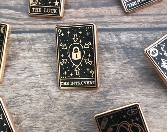 The Introvert Tarot Card Enamel Pin | Stocking Filler Gift | Lapel Pin, Badge | Hard Enamel