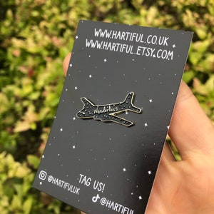 Wanderlust Pin Gold/Silver Aeroplane Airplane Enamel Pin Travel Brooch Plane Stocking Filler Gift Lapel Pin, Badge image 1