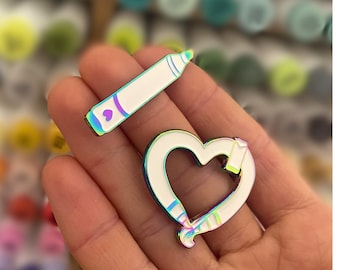 Alcohol Marker Pen Enamel Pins Set of 2 – Artist Gift, Colouring Coloring Lover Pin, Creative Badge, Rainbow Metal