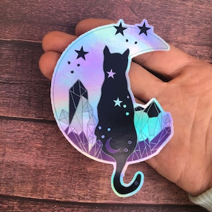 Sticker pour ordinateur portable irisé holographique chat fierté LGBT asexuel | Drapeau de la fierté subtile
