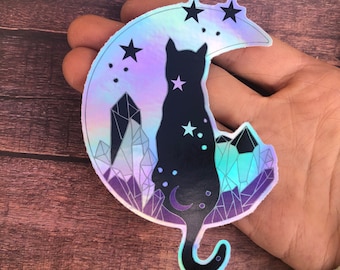 Asexual LGBT Pride Cat Holographic Iridescent Laptop Sticker Gift | Subtle Pride Flag