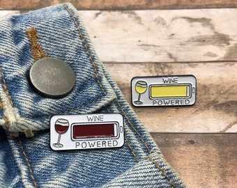 Wine Powered Enamel Pin | Gift | Lapel Pin, Badge |  Gift