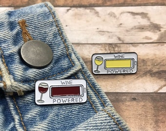 Wine Powered Enamel Pin | Stocking Filler Gift | Lapel Pin, Badge |  Gift