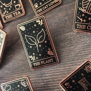 Pin de esmalte de la carta del tarot de The Plant, amante de los veganos, regalo, pin de solapa, insignia, esmalte duro
