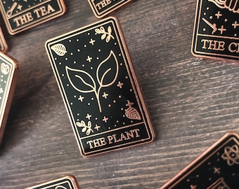 The Plant, Vegan Lover Tarot Card Enamel Pin | Stocking Filler Gift | Lapel Pin, Badge | Hard Enamel