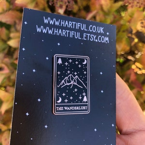 Wanderlust Tarot Card Enamel Pin: Travel Lover Gift