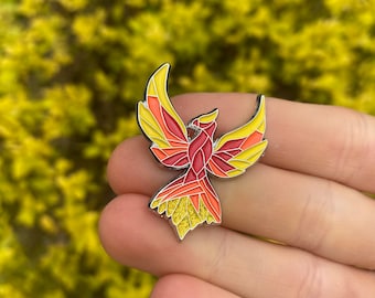 Phoenix with Glitter Tail Enamel Pin | Lapel Pin, Badge |  Gift