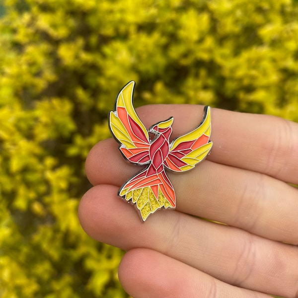 Phoenix with Glitter Tail Enamel Pin | Lapel Pin, Badge |  Gift