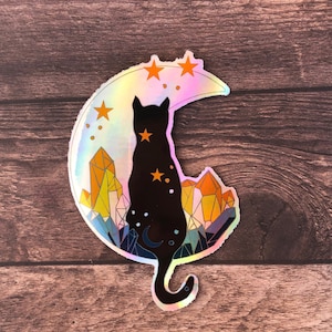Sticker pour ordinateur portable irisé holographique chat fierté LGBT Aroace | Drapeau de la fierté subtile