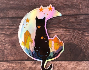 Aroace LGBT Pride Cat Holographic Iridescent Laptop Sticker Gift | Subtle Pride Flag